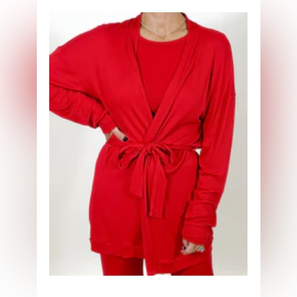 TALULAH *Cherry Red* Downtown Ribbed Robe XS
